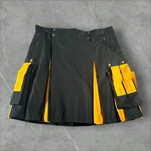 Vintage Kilt Mens 44 Black Yellow Y2K Utility Handmade Scotland Canvas Tripp NYC